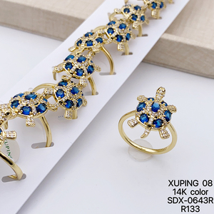 XUPING Jewelry Fashion Iced Out Synthetic Cubic Zirconia <strong>14k</strong> <strong>Gold</strong> Color Plated Bear Turtle Animal <strong>Ring</strong> - Product Image 4