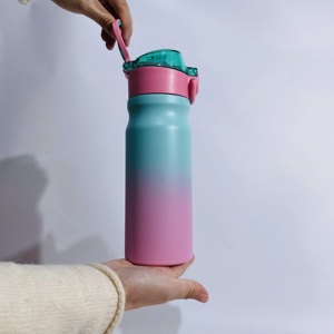 Nouvelle Bouteille d'Eau Isotherme Dégradée, Tasse de Sport <span class=keywords><strong>en</strong></span> Acier Inoxydable 304, Thermos Portable avec Paille pour l'Extérieur - Product Image 6