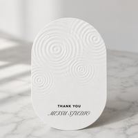 Carte de remerciement personnalisée en forme d'arche pour petites entreprises, insert de colis, motif cercles concentriques gaufrés blancs, carton d'appréciation