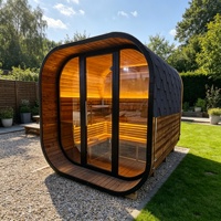 Sauna extérieur moderne en cèdre rouge massif, design contemporain, pour 4-5 personnes, étanche, chauffage électrique 9KW, idéal pour entrepôt - Stock CA