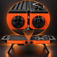 Barbecue à gaz portable léger et moderne, orange, 5,9 kg, pliable, double allumage piézoélectrique, camping, chasse, cabane, camping-car, extérieur