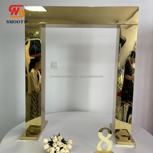 Mịn thiết kế mới vòm vàng kim loại hoa đứng hoa lớn giá bảng trung tâm cho trang trí đám cưới - Product Image 2