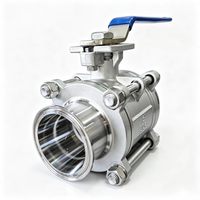 Vanne à bille sanitaire Tri-Clamp 3 pouces en acier inoxydable SS304, 3 pièces, qualité alimentaire, pour l'industrie agroalimentaire et laitière