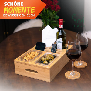 Couchbar Organizador con soporte para bebidas con 2 cuencos para aperitivos Soporte para teléfono móvil y tapa extraíble - Product Image 3