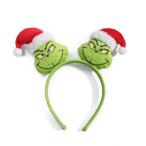 <span class=keywords><strong>Serre</strong></span>-<span class=keywords><strong>tête</strong></span> de <span class=keywords><strong>Noël</strong></span> Grinch 3D en peluche amusant, chapeau de dessin animé, vente directe usine, en polyester, écologique, accessoire de décoration festive - Product Image 6