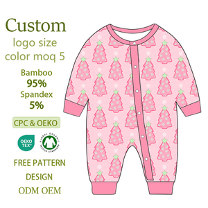 Bestseller Tutina Neonato Personalizzata con Stampa Albero di Natale, Maniche Lunghe con Bottoni, Pagliaccetto per Neonati - Product Image 1