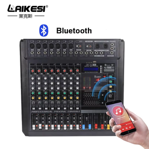 LAIKESI Console de mixage audio MP3 professionnelle avec 2 groupes de contrôle DJ, <span class=keywords><strong>amplificateur</strong></span> métallique 8 canaux, rouge + noir, 16 effets DSP - Product Image 1