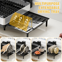 WIREKING Organisateur de cuisine extensible 5-en-1 en acier inoxydable pour évier, égouttoir à vaisselle