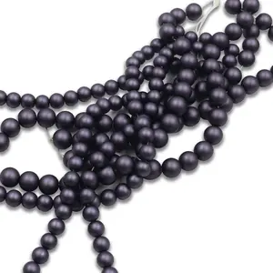 Perles de verre en cristal de finition noire givrée de 8mm Perles artificielles au chalumeau de forme de 7 pouces Bleu Rose Fabrication de bijoux Bracelet Perles Rouge