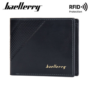 Baellerry Men's Tri-Fold <b>Wallet</b> Black Leather <b>RFID</b> Protection Multi-Card Slot Horizontal Zippered <b>Wallet</b> For Everyday Use - Product Image 2