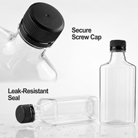 Bouteille de boisson vide transparente avec bouchon à vis noir pour jus, sauce, thé, sirop – Emballage en gros, logo personnalisé