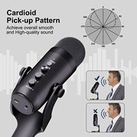 Jmary Nouvel ordinateur portable pour le streaming et le podcasting Micro USB filaire Microphone d'enregistrement de studio à condensation pour une utilisation de bureau