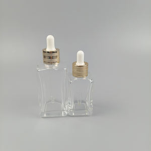 Proveedor ODM OEM 20ml 30ml Botella de vidrio cosmética cuadrada transparente con gotero de aluminio <span class=keywords><strong>Goolden</strong></span> - Product Image 6