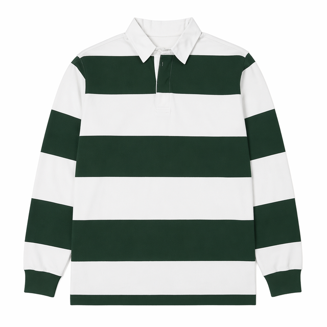 Custom Logo Plus Size High Quality Oversized Embroidered Rugby Shirt Long Sleeve Striped Polo Street Wear Rugby Polo Cotton