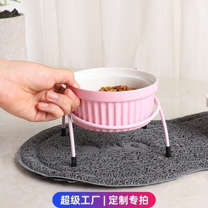 Ceramic <b>Cat</b> Bowl With Stand Elevated Pet <b>Feeder</b> For <b>Cats</b> Rounded Shape M04 - Product Image 5