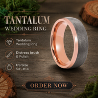 Cincin Kawin Tantalum Berlapis Emas Mawar dengan Desain Inlay untuk Pasangan