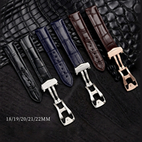 Bracelet de montre en cuir véritable grain de bambou alligator de qualité supérieure avec fermoir à boucle, confortable, respirant, pour affaires