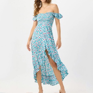 Vestido Maxi sin Tirantes con Estampado Floral Playero Personalizado OEM, Textura Elegante, Vestido Casual 100% Rayón - Product Image 2