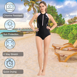 Traje de Baño de Una Pieza <span class=keywords><strong>para</strong></span> <span class=keywords><strong>Entrenamiento</strong></span> de Natación con Espalda Cruzada, Tejido Elástico Transpirable de Secado Rápido <span class=keywords><strong>para</strong></span> Mujer - Product Image 3