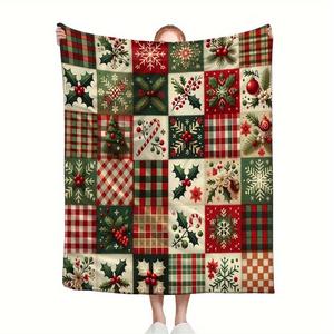 Christmas Reindeer Snowflake Santa Flannel <b>Blanket</b> Throw <b>Blanket</b> Nap <b>Blanket</b> Xmas Gift Holiday Decor Lightweight Breathable - Product Image 1
