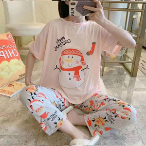 Piyama Ropa De Dormir Mujer piyama De Navidad Manga Corta wanita Psj Set piyama Natal yang cocok keluarga - Product Image 6