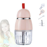 Elektrische vleesmolen met 300ml borosilicaat glazen kom, 8 messen, multifunctionele voedselhakselaar voor vlees, knoflook en saus