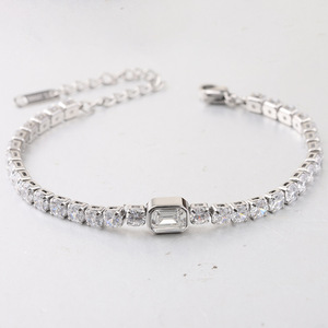 Bracelet Tennis 4 mm en Acier Inoxydable Entièrement Sertie de Zircons, Sertissage Canal, Bijou Unisexe, Cadeau, Design Géométrique - Product Image 2