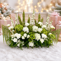 Décor de bienvenue pour mariage : Ensemble de panneaux suspendus réutilisables en soie artificielle, roses et hortensias blancs et verts, pour table et allée