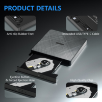 Unidad de Grabación de DVD Externa USB 3.0 y Tipo-C, Grabadora de CD/DVD Portátil, Unidad Óptica Delgada para Computadora Portátil, PC de Escritorio, Windows, MacOS, Linux