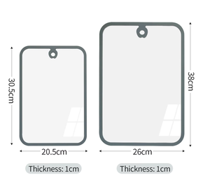 Planche à découper en verre trempé avec trou de suspension rond, bord en silicone antidérapant, antibactérienne, pour la cuisine - Product Image 6