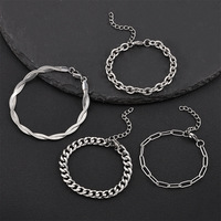 Bracelet Hip-hop simple en acier inoxydable électroplaqué haut de gamme, poli six faces, style cubain, transfrontalier Europe-Amérique