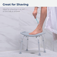 Tabouret de douche réglable en hauteur sur 8 niveaux, structure en alliage d'aluminium avec siège de bain et banc de douche