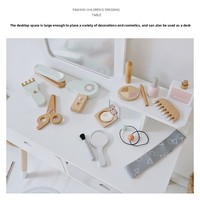 Table de Maquillage Princesse en Bois, Table de Coiffure de Simulation, Boîte à Bijoux Jouet pour Filles, Cadeau, Boîte Colorée