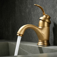 Robinet de lavabo moderne minimaliste en laiton style antique, eau chaude et froide, avec cartouche céramique, pour salle de bain, maison, hôtel
