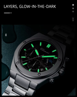 Montre-bracelet à quartz élégante pour homme, multifonction, chronomètre, lumière nocturne, bracelet en acier, Relogio Masculino, montre de luxe tendance