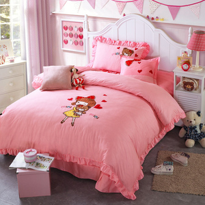 Geborduurd 100% Katoen Kinderen Cartoon Beddengoed Set Dekbedovertrek Quilt Deken - Product Image 2