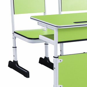 Henmei Double Student <b>Desk</b> With Storage <b>Shelf</b> For School Classroom Use Modern Simple Design Green Color - Product Image 2