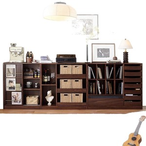 <b>Solid</b> <b>Wood</b> Integrated <b>Bookcase</b> Combination Living Room Cabinet With Glass Door Display Storage 120cm Width - Product Image 5