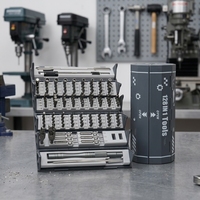 Jeu de tournevis de précision industriel 128 en 1, manche en alliage d'aluminium, embouts magnétiques, boîte de rangement cylindrique, outils électroniques portables