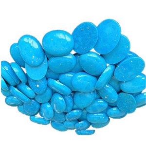 Natural cabujón turquesa forma de huevo azul pulido y suave de piedras preciosas - Product Image 3