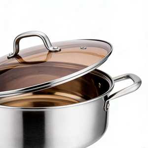 Casserole en acier inoxydable de qualité alimentaire 2023 avec séparateur et couvercle en verre grande marmite pour chauffe-plats à <span class=keywords><strong>induction</strong></span> - Product Image 2