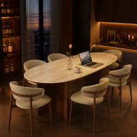Table à manger en placage de frêne sur plateau en bois massif, élégance naturelle pour une utilisation en ferme et en hôtel, design contemporain, 6 places