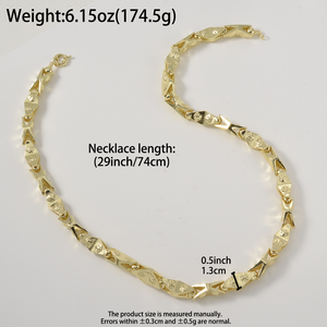 Glossy Polished Solid Unisex Wholesale Exaggerated Custom 18K Gold Plated Trendy Link <b>Chain</b> Necklace Set for Women Luxury - Product Image 6
