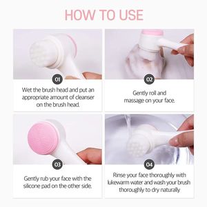 Cepillo de limpieza facial de silicona suave de doble cara de mano personalizado limpieza profunda exfoliación de poros para uso doméstico facial - Product Image 6