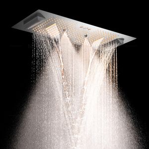 Musica lussuosa grande termostatico 64 colori LED sistema doccia a pioggia Set di rubinetti doccia a sei funzioni - Product Image 1