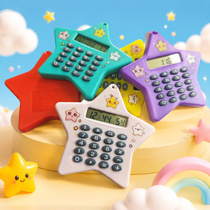 Mini calculatrice de poche format carte avec design de dessin animé, article de bureau créatif, accessoire informatique pour étudiants, pendentif porte-clés portable - Product Image 1