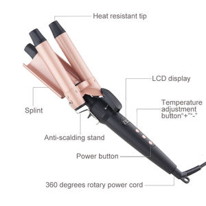 Profesyonel 5-in-1 saç şekillendirici Set PTC hızlı seramik ısıtıcı saç düzleştirici LCD 3 varil Waver LED sıcaklık kontrolü LCD sıcaklık - Product Image 2