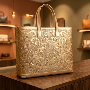 Cartera de Mano Personalizada de Cuero Genuino BS International para Mujer, con Cierre de Cremallera, Impermeable, Ligera, Plegable, Duradera y Grande - Product Image 1