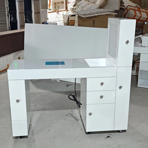 Professional <b>Manicure</b> <b>Table</b> Ergonomic Design Built-in Dust Collector Rolling <b>Manicure</b> <b>Table</b> with LED Display Cabinets - Product Image 2