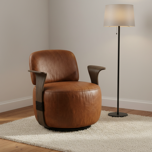 Poltrona Moderna Girevole Reclinabile Estensibile con Rivestimento Rimovibile, Imbottita in Tessuto/PU, Gambe in Metallo per Soggiorno e Appartamento - Product Image 2